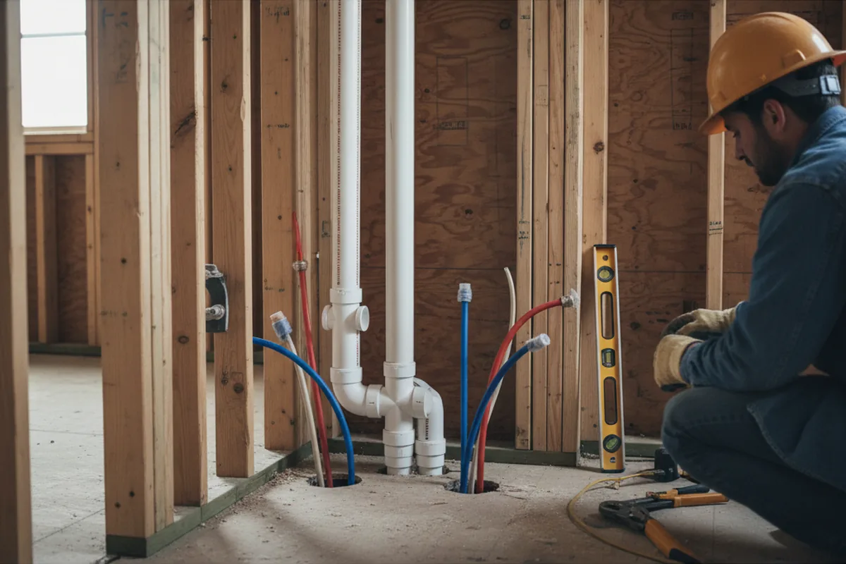 Drain and supply rough-in during Drain Cleaning in Acushnet